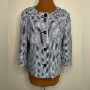 Covington Black and White Geometric Pattern Crew Neck Blazer Jacket Size XL